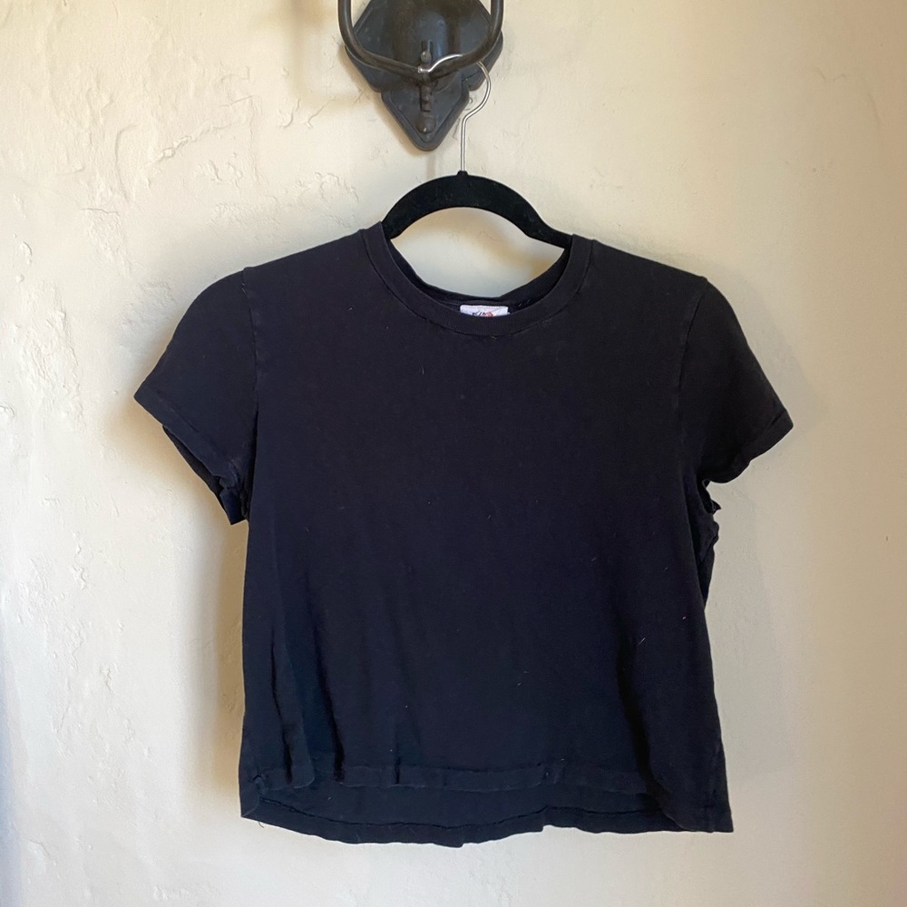 Re/Done Black Boxy Tee